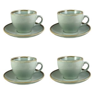 Set di 4 marocchini fiori acquamarina caffè tazze e piattini classici di piccole dimensioni per tè e caffè in caffè o in casa - Product Image 1
