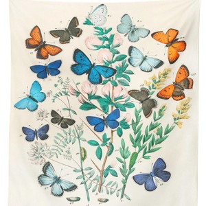 Tapiz de Pared de Poliéster con Estampado de Mariposas en Tonos Pastel, Azul y Naranja, Lavable a Máquina, Decoración de Pared, Arte Mural, Venta al Por Mayor - Product Image 4