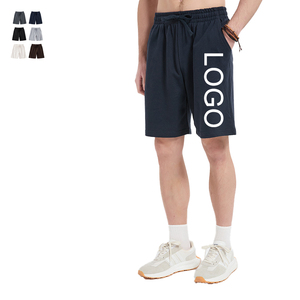 Pantalones Cortos Casuales para Hombre de Alta Calidad, 100% Algodón, 300g, con Logotipo Personalizado, para Gimnasio, Deportes, Running, Baloncesto, Holgados, con Cordón Ajustable - Product Image 1