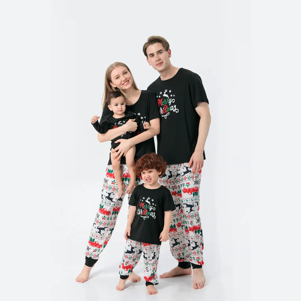 Pijama de manga corta personalizado para mujer, ropa sexy de Navidad, dos piezas