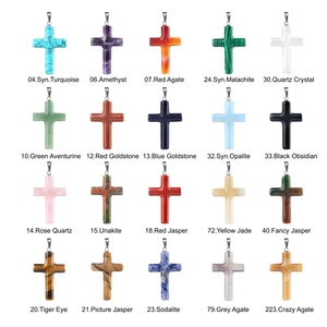 Pendentif en forme de croix en pierre bleue, cadeau religieux catholique chrétien classique, mini bijou souvenir de crémation pour enfants - Product Image 6