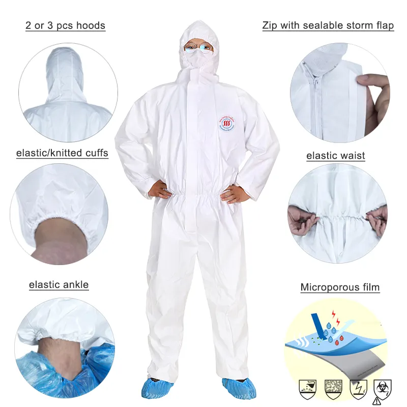 Non Woven Waterdichte Wegwerp Overall Hazmat Suits Schilderij Bescherming Wegwerp Totale Pak