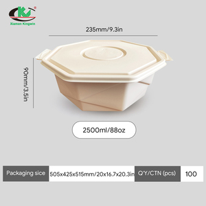 Envase Octagonal Compostable de Almidón de Maíz para Comida para Llevar con Proceso de Blister, Capacidad Personalizada para Porciones Grandes de Alimentos - Product Image 3