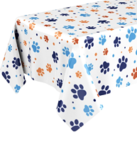 Lot de 2 nappes rectangulaires en plastique à motif de patte, blanches, pour fête d'anniversaire d'animaux de compagnie
