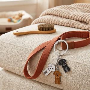 Porte-clés Chien en Métal Argenté, Breloques <span class=keywords><strong>Caniche</strong></span> Blanc Marron Noir Émaillé, Mignon Dessin Animé Chiot, Pendentif Sac à Main, Porte-clés pour Amoureux des Chiens - Product Image 4