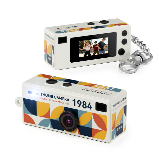 Retro Mini Keychain Wearable Camcorder Necklace Kids Digital Camera Pendant Backpack Charm Student Gift Toy Camera 720P MicroSD