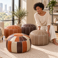 Housse de pouf tricolore aspect cuir pour coussin de sol, idéale pour la décoration de vêtements usagés, jouets, salon, chambre et salle de jeux