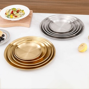 Hot Bán Vàng Dày Thép Không Gỉ Nhà Hàng Tấm Thịt Nướng Và Món Tráng Miệng Tự Chọn Bộ Đồ Ăn Với Mô Hình Thiết Kế - Product Image 4