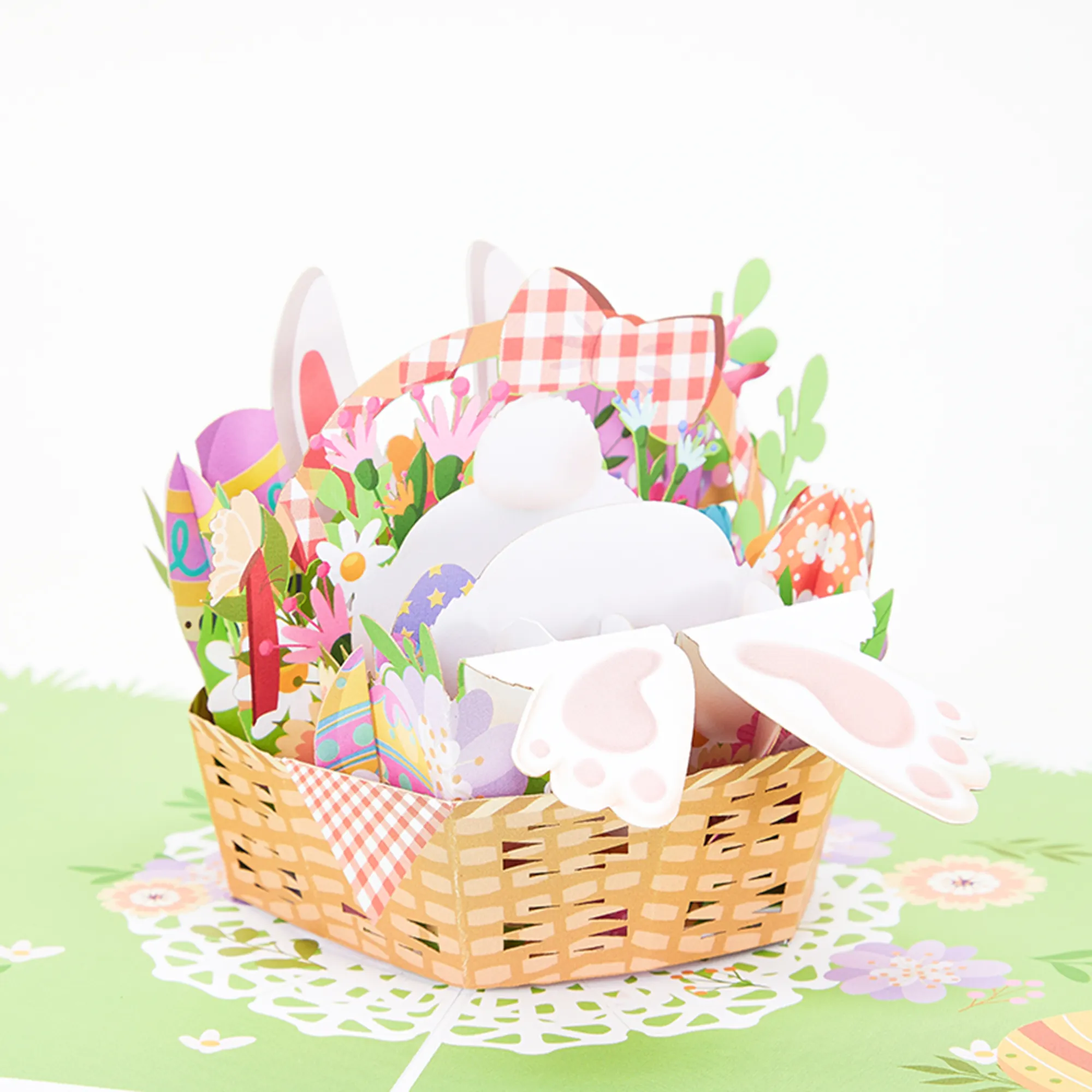 Custom Luxe Bulk Easter Day 3d Pop-Up Easter Vakantiegeschenken Konijnenmand Met Ei Lasersnijden Verjaardagscadeaus Herbruikbare Kaarten