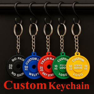 Porte-clés promotionnel personnalisé en métal en forme de barre de musculation avec citation pour mini-fitnessman – Vente en gros - Product Image 2