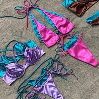 Bikini personnalisé pour filles, maillot de bain de luxe avec armatures, faible MOQ, usine de maillots de bain, maillots de bain faits à la main pour femmes, vêtements de plage brillants