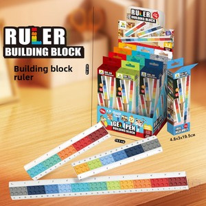 Juego de bloques de construcción de plástico educativo creativo, reglas largas y cortas, papelería para estudiantes, escala de dibujo, juguetes ensamblados para cumpleaños - Product Image 1