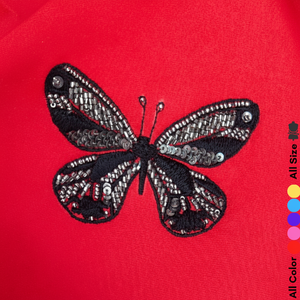Magnifique patch en perles de papillon artisanal pour la couture, l'embellissement et le style de vêtements de créateur - Product Image 1