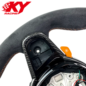 Volant sport personnalisé en fibre de carbone, cuir noir et rayures orange pour BMW G20 G30 G22 G28 G31 G32 G80 G82 M2 M3 M4 X5 - Product Image 2