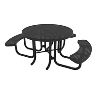 Mesa de picnic para Discapacitados de metal perforado redondo comercial para exteriores con Banco Muebles de Jardín mesa de comedor de acero para patio exterior