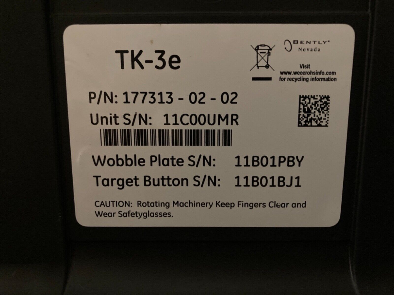 バビルゾンデホイル、ナビレムホイル BENTLY NEVADA TK-3E 177313-01-01 WOBULATOR PROXIMITY SYSTEM