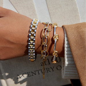 Pulsera Geométrica de Acero Inoxidable en Dos Tonos, Dorado y Plateado, Joyería para Mujer, Regalo, Accesorio de Moda - Product Image 2
