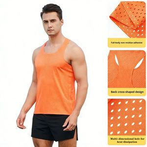 Canotta da Maratona Personalizzata da <span class=keywords><strong>Uomo</strong></span> per Corsa Campestre Allenamento su Pista Traspirante in Rete Sportiva ad Asciugatura Rapida - Product Image 1