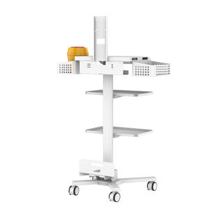 Modern witte in hoogte verstelbare mobiele werktafel verpleegkar monitor medische trolley ziekenhuis kliniek SPCC materiaal 4 wielen 2 - Product Image 4