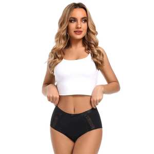 Culottes pour femmes, 4 couches absorbantes, culottes de règles taille haute, anti-fuites, en nylon, pratiques, vente en gros, grandes tailles, noires, pour femmes adultes - Product Image 6