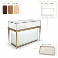 Vitrine à bijoux en verre sur mesure avec éclairage LED, cadre en acier inoxydable, vitrine écologique pour magasin de détail