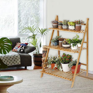 حامل متعدد الوظائف مصنوع من خشب الخيزران, حامل لتخزين النباتات والزهور - Product Image 6