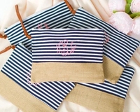 Pochette de voyage portable en toile de jute avec fermeture éclair pour cosmétiques, trousse de toilette, sac de rangement pour maquillage tendance pour femmes