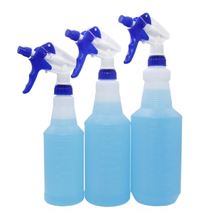 500ml esvaziam a garrafa cilíndrica do pulverizador do disparador 16 oz do plástico D do PE com pulverizador vermelho e branco ou azul e branco do disparador - Product Image 4