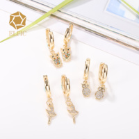 Pendientes de Moda Elfic, Aretes de Oro Laminado de 14k, Pendientes de Aro con Diseño de Búho para Niña, Joyería Religiosa Chapada, Joyería al por Mayor Dorada
