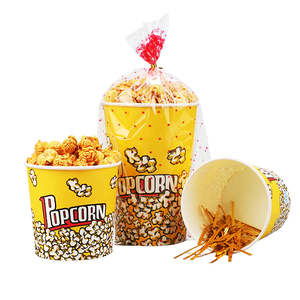 Popcorn Bucket With Lid Customized Disposable Large Popcorn Bucket Printed Logo French Fries Box Acrylic Popcorn Bucket