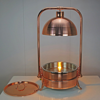 Vente en gros Chauffe-plats moderne en acier inoxydable pour restaurant traiteur ensemble buffet de chauffe-plats en or rose avec lampe chauffante
