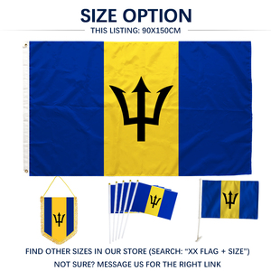<span class=keywords><strong>Bandera</strong></span> de <span class=keywords><strong>Barbados</strong></span> 3x5 pies, Poliéster, Impresión a una Cara, Ojales de Latón, Doble Costura, Venta al por Mayor, 90x150cm - Product Image 4
