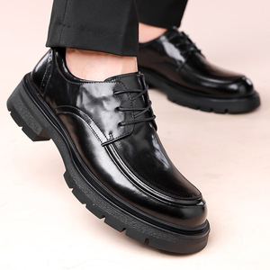 Men's Black Leather <b>Height</b> <b>Increasing</b> <b>Shoes</b> 6Cm Thick Sole Formal Business Casual Wear - Product Image 4
