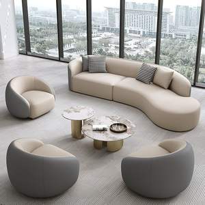 Conjunto de sofá curvo con mesa de centro para el área de recepción del salón VIP del vestíbulo del hotel - Product Image 3