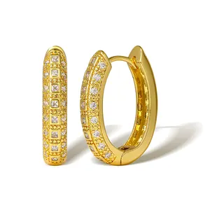 Factory Wholesale Fashion Earrings Jewelry Zircon Luxury Huggie Earring 18K Gold Plated Hoop Ear ring for Women