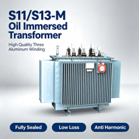 Transformateur industriel immergé dans l'huile S11.S13-M à trois bobinages en aluminium de haute qualité, entièrement scellé, à faibles pertes et anti-harmoniques