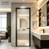 Porte de douche intérieure en verre dépoli Yazhixuan, à battant simple, avec fermeture magnétique, étanche, en alliage d'aluminium fini