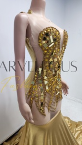 MF Bling Lake Bleu Applique Cristal Robe De Bal Pageant Robes Élégant Sans Manches Perlé Trompette/Sirène Silhouette Naturel - Product Image 6