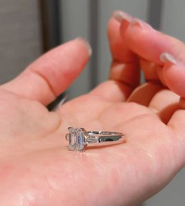 Xinfly Wholesale Platinum Lab Grown Diamond <b>Rings</b> 1ct 1.5ct Emerald Cut Main Stone PT950 Engagement Wedding Jewelry <b>Custom</b> - Product Image 4