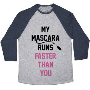 My Mascara Runs Faster Than You Unisex Tri-Blend <b>Baseball</b> <b>Tee</b> - Product Image 4