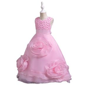 Batı çiçek kız düğün elbisesi zarif boncuk zarif büyük kız fluffy kabarık çocuk balo elbise - Product Image 5