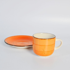 Muestra disponible <span class=keywords><strong>Conjunto</strong></span> de xicara e Pires, taza de café y platillo de cerámica pintada a mano italiana de porcelana de gres de lujo personalizada - Product Image 4