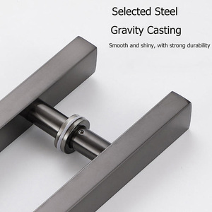 스테인리스 스틸 H형 사각 바 메인 출입문 슬라이딩 도어 손잡이 모던 양면 유리 도어 손잡이 - Product Image 2