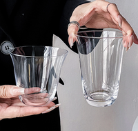 Tasse à café en verre simple couche sans pied ni couvercle, style américain, légère et écologique pour boissons froides