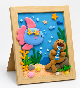 Cadre en argile auto-durcissante sur le thème de l'océan, argile à modeler auto-durcissante pour enfants, ornement de table - Product Image 1