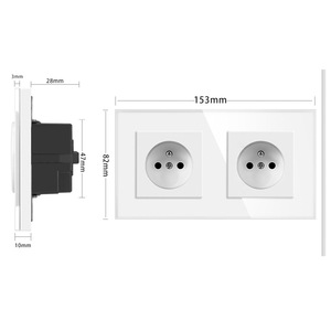 French Wall <b>Socket</b> 82mm Tempered Glass Panel 16A 250V Round Base Box Home Use - Product Image 2