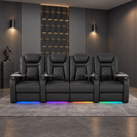 Ensemble de canapés inclinables électriques à double moteur en cuir véritable et bois, extensibles, pour home cinéma, avec mousse à mémoire de forme, chargement USB Type-C, 7 couleurs