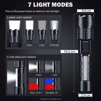 Lampe torche haute puissance 1000 lumens, étanche, indice IP54, 7 modes, faisceau réglable, en alliage d'aluminium + ABS, certifiée CE RoHS, lampe de poche