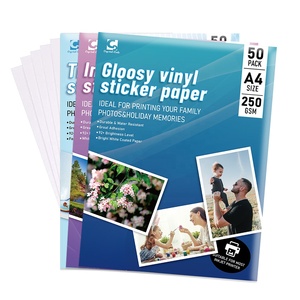 Nouveau produit papier A4 transparent en plastique étanche pour imprimante à jet d'encre papiers clairs feuilles d'autocollants imprimables en vinyle brillant