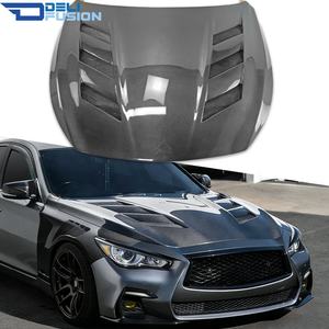 Capó VQ37 para Infiniti Q50 Q50S VQ37 V37 2014-2025, tipo AM, de fibra de carbono, con ventilación frontal. - Product Image 1